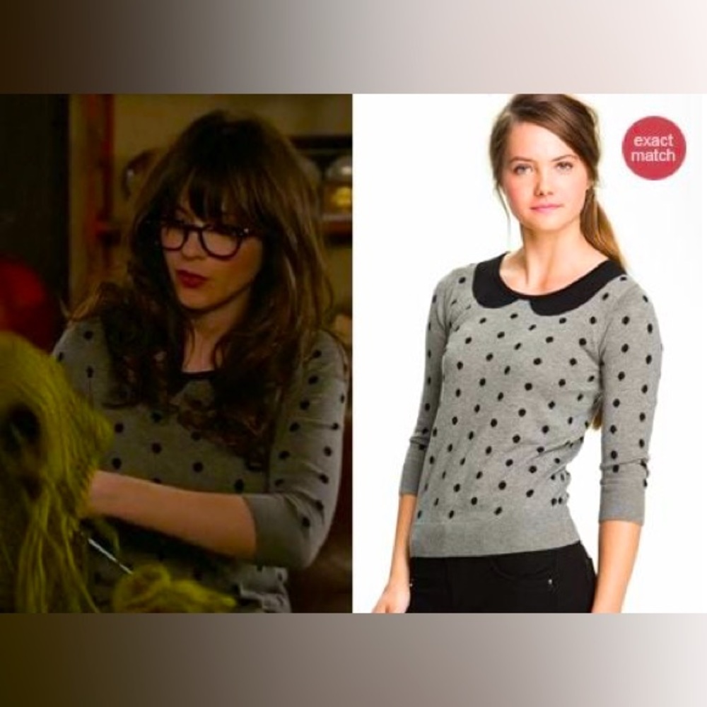 ISO ‼️ frenchi grey black polka dot sweater peter pan collar